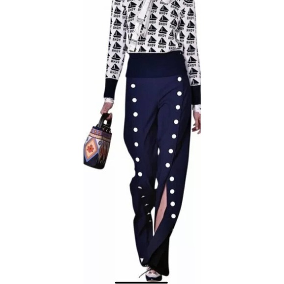 Tory Burch Carrie Button-embellished Wide-leg Pants - Picture 1 of 11